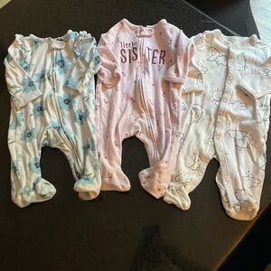 Carters Baby Girl 3 Month Footie Bundle